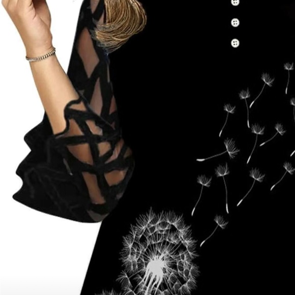 NWT Women's Plus Size Crew Neck Tunic, Casual Spring Summer black, size 1x (14) - Picture 3 of 3